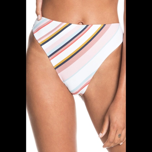 NEW Roxy [ XL ]‎ Beach Classics Stripe High Waist Leg Bikini Bottoms - Picture 11 of 12